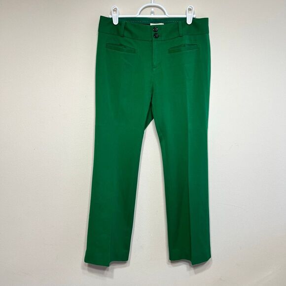 Anthropologie The Essential Crop Flare Pants Green 2 Women - Picture 2 of 8